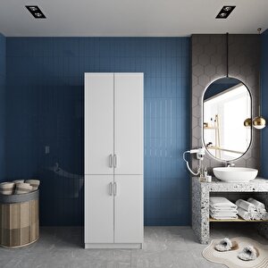 Venedik Çamaşır Ve Kurutma Makinesi Dolabı Banyo Dolabı Beyaz- Montaj Dahil