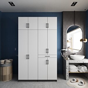 Modena Çamaşır Ve Kurutma Makinesi Dolabı Banyo Dolabı Füme Beyaz- Montaj Dahil