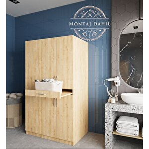 Tina Çamaşır Ve Kurutma Makinesi Dolabı Banyo Dolabı Meşe- Montaj Dahil