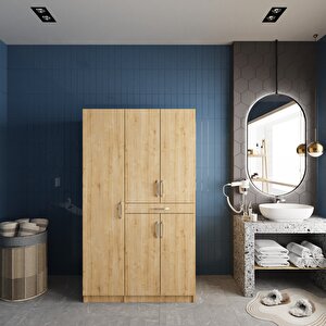 Tina Çamaşır Ve Kurutma Makinesi Dolabı Banyo Dolabı Meşe- Montaj Dahil