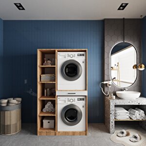 Tina Çamaşır Ve Kurutma Makinesi Dolabı Banyo Dolabı Çam Beyaz- Montaj Dahil
