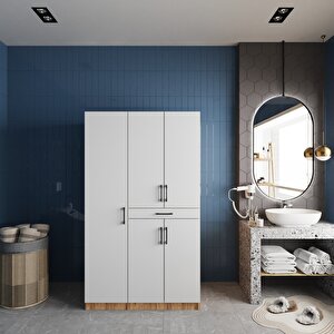 Tina Çamaşır Ve Kurutma Makinesi Dolabı Banyo Dolabı Çam Beyaz- Montaj Dahil