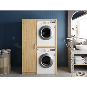 Almera Çamaşır Ve Kurutma Makinesi Dolabı Banyo Dolabı Meşe- Montaj Dahil