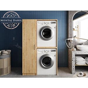 Almera Çamaşır Ve Kurutma Makinesi Dolabı Banyo Dolabı Meşe- Montaj Dahil