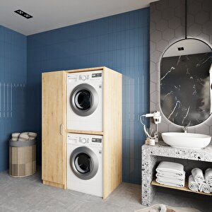 Almera Çamaşır Ve Kurutma Makinesi Dolabı Banyo Dolabı Meşe- Montaj Dahil