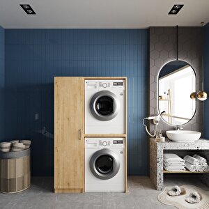 Almera Çamaşır Ve Kurutma Makinesi Dolabı Banyo Dolabı Meşe- Montaj Dahil