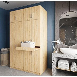 Modena Çamaşır Ve Kurutma Makinesi Dolabı Banyo Dolabı Meşe- Montaj Dahil
