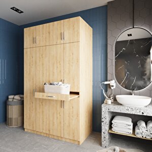 Modena Çamaşır Ve Kurutma Makinesi Dolabı Banyo Dolabı Meşe- Montaj Dahil