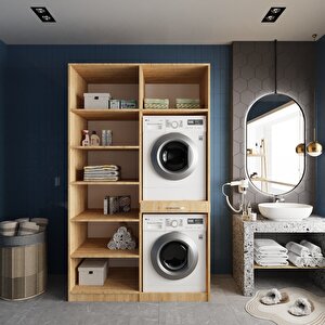 Modena Çamaşır Ve Kurutma Makinesi Dolabı Banyo Dolabı Meşe- Montaj Dahil