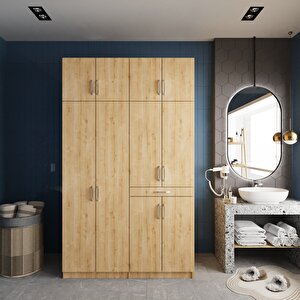 Modena Çamaşır Ve Kurutma Makinesi Dolabı Banyo Dolabı Meşe- Montaj Dahil