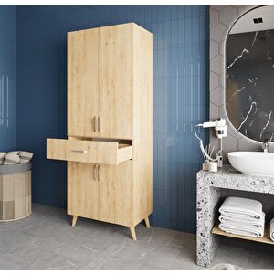 Mavera Çok Amaçlı Dolap Banyo Mutfak Kiler Dolabı Meşe- Montaj Dahil