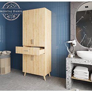 Mavera Çok Amaçlı Dolap Banyo Mutfak Kiler Dolabı Meşe- Montaj Dahil