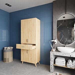 Mavera Çok Amaçlı Dolap Banyo Mutfak Kiler Dolabı Meşe- Montaj Dahil