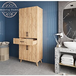 Mavera Çok Amaçlı Dolap Banyo Mutfak Kiler Dolabı Çam- Montaj Dahil