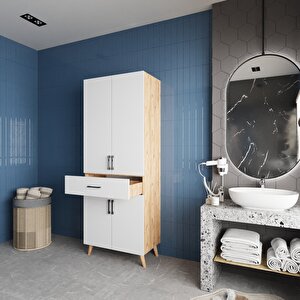 Mavera Çok Amaçlı Dolap Banyo Mutfak Kiler Dolabı Çam Beyaz- Montaj Dahil