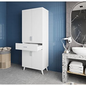 Mavera Çok Amaçlı Dolap Banyo Mutfak Kiler Dolabı Beyaz- Montaj Dahil