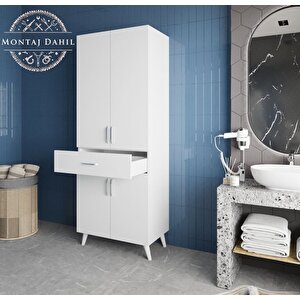 Mavera Çok Amaçlı Dolap Banyo Mutfak Kiler Dolabı Beyaz- Montaj Dahil