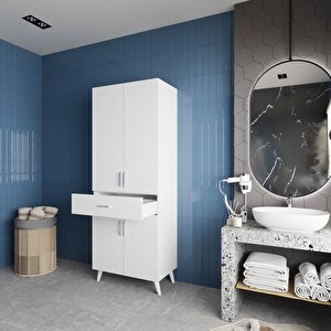 Mavera Çok Amaçlı Dolap Banyo Mutfak Kiler Dolabı Beyaz- Montaj Dahil