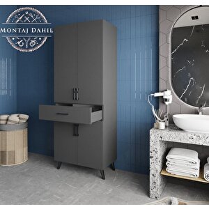 Mavera Çok Amaçlı Dolap Banyo Mutfak Kiler Dolabı Füme - Montaj Dahil