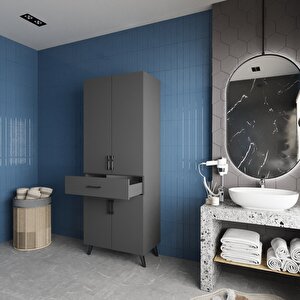 Mavera Çok Amaçlı Dolap Banyo Mutfak Kiler Dolabı Füme - Montaj Dahil