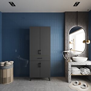 Mavera Çok Amaçlı Dolap Banyo Mutfak Kiler Dolabı Füme - Montaj Dahil