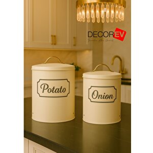 Decorev Krem  Standsız Patates Soğan Kovası – Uzun Süre Tazelik Sağlayan, Modern Tasarım, Pratik Mutfak Düzenleyici   Dc-6754  Dc-6755
