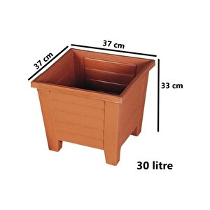 Sy-5848 Dekoratif Plastik Kare Ayaklı Saksı 30 Lt Kiremit 6 Adet