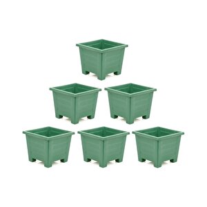 Sy-5848 Dekoratif Plastik Kare Ayaklı Saksı 30 Lt Yeşil 6 Adet