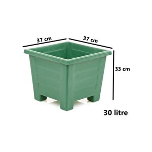 Sy-5848 Dekoratif Plastik Kare Ayaklı Saksı 30 Lt Yeşil 6 Adet