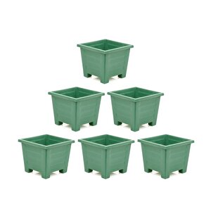 Omnipazar Sy-5847 Dekoratif Plastik Kare Ayaklı Saksı 15 Lt Yeşil 6 Adet