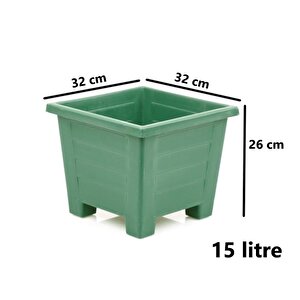 Omnipazar Sy-5847 Dekoratif Plastik Kare Ayaklı Saksı 15 Lt Yeşil 6 Adet