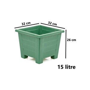 Sy-5847 Dekoratif Plastik Kare Ayaklı Saksı 15 Lt Yeşil 6 Adet