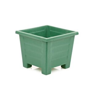 Omnipazar Sy-5847 Dekoratif Plastik Kare Ayaklı Saksı 15 Lt Yeşil 6 Adet