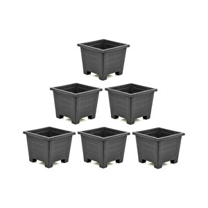 Sy-5848 Dekoratif Plastik Kare Ayaklı Saksı 30 Lt Antrasit 6 Adet