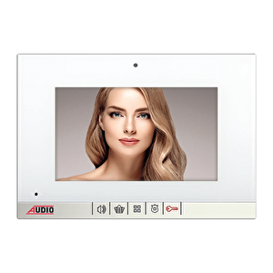001464a (001190)  Bus Plus 7"görüntülü Diafon Mekanik Butonlu Handsfree  Vi̇lla Set Beyaz