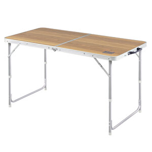 Haegs Portatif Kamp Masası, 3 Yükseklik Ayarlı, Katlanır Piknik Masası, Kolay Taşınabilir Alüminyum Masa - 120x60 - Hareli Ceviz Ceviz