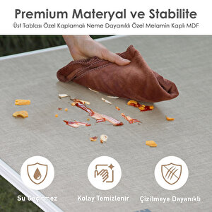 Haegs Portatif Kamp Masası, 3 Yükseklik Ayarlı, Katlanır Piknik Masası, Kolay Taşınabilir Alüminyum Masa - 120x60 - Naturel Meşe