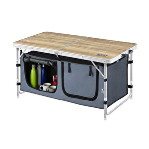 Haegs Saklama Dolaplı Kamp Masası, Outdoor Kamp Mutfağı, Kamp Dolabı, Katlanabilir Kamp Piknik Masası, Seyahat Mutfağı, 90x50cm Naturel Meşe Meşe