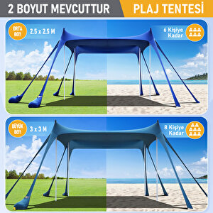 Haegs Plaj Gölgelik Tente Deniz Çadırı, Sahil Plaj Gölgeliği Kanopy, Upf50 Güneş Koruma Aile Kampı Balık Piknik 250x250cm Açık Mavi