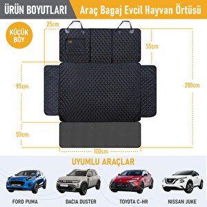 Haegs Araç Bagaj Örtüsü, Evcil Hayvan Köpek Bagaj Koruma Kılıfı - Su Geçirmez Bagaj Koruyucu Kılıf Örtü Mat- Small - Siyah Siyah