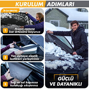 Haegs Buz Ve Kar Önleyici Araç Ön Cam Örtüsü Brandası | Ağır Hizmet Tipi 600d Oxford Kumaş | Don Örtüsü (198x114cm) Xxl - Gri