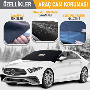 Haegs Buz Ve Kar Önleyici Araç Ön Cam Örtüsü Brandası | Ağır Hizmet Tipi 600d Oxford Kumaş | Don Örtüsü (198x114cm) Xxl - Siyah