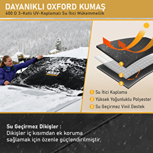 Haegs Buz Ve Kar Önleyici Araç Ön Cam Örtüsü Brandası | Ağır Hizmet Tipi 600d Oxford Kumaş | Don Örtüsü (198x114cm) Xxl - Siyah
