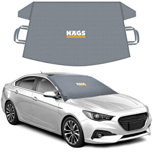 Haegs Buz Ve Kar Önleyici Araç Ön Cam Örtüsü Brandası | Ağır Hizmet Tipi 600d Oxford Kumaş | Don Örtüsü (178x106cm) L - Gri Gri
