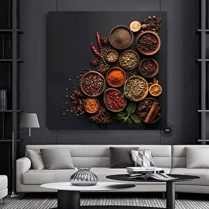 Baharat Kanvas Duvar Sanatı Baskısı; Mutfak Duvar Dekoru; Yemek Hediyeleri Kanvas; Bitki Ve Baharatl 80x80 cm