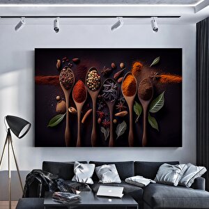 Mutfak Kanvas Sanatı; Kaşık Ve Baharat Tablosu; Yiyecek Kanvasları; Büyük Kanvas Tablo; Mutfak Duvar