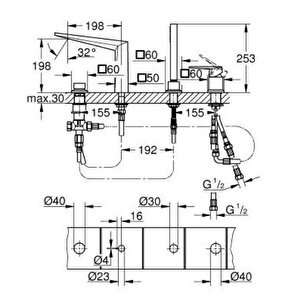Grohe Allure Brilliant 4 Delikli Küvet Bataryası - 29523al0
