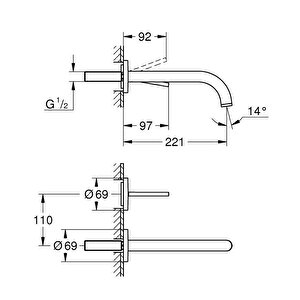 Lavabo Bataryası İki Delikli Duvardan Atrio Br.hard Graphite – 29406al0