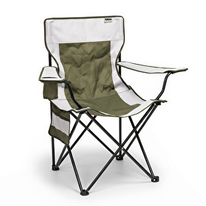 Haegs Kamp Sandalyesi, Outdoor, Plaj Ve Piknik Için Katlanır Kamp Sandalyesi, Saklama Cepli, Bardak Tutuculu, Kg Taşıma Kapasiteli, Xl Boy- Yeşil - Beyaz