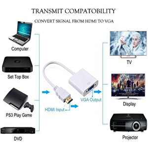 4547 Hdmi To Vga Çevirici Dönüştürücü Adaptör Monitör Laptop Uydu Kablosu